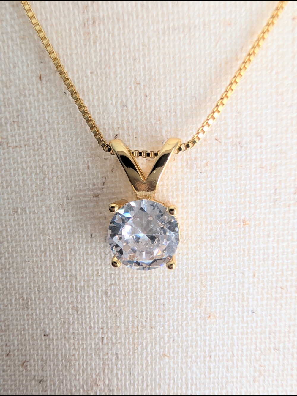 2 carat Gold Solitaire Moissanite Pendant Necklace Moissanite (Gold over Silver) - Picture 8 of 11